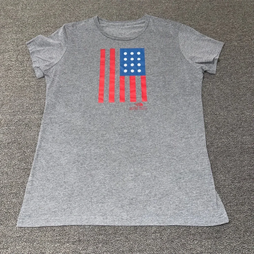 The North Face Backyard Project Gray Graphic T-Shirt American Flag Mens Medium